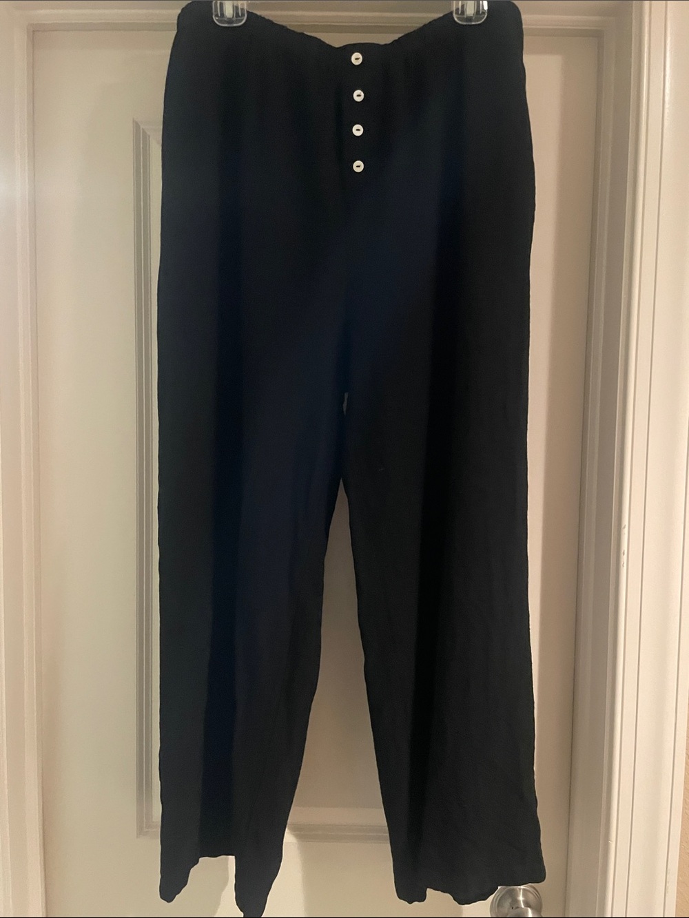Amazon Women's Black Wide-Leg Faux Button-Front Pants
